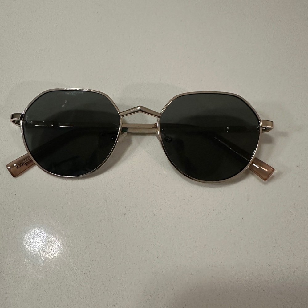 Le Specs Gold Frame Sunglasses with Black Lenses